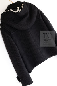 CHANEL 21B Black Wool Alpaca Blouson Duffel Jacket Coat 34 36 38 40 シャネル ブラック ウール アルパカ ブルゾン ダッフル ジャケット コート 即発