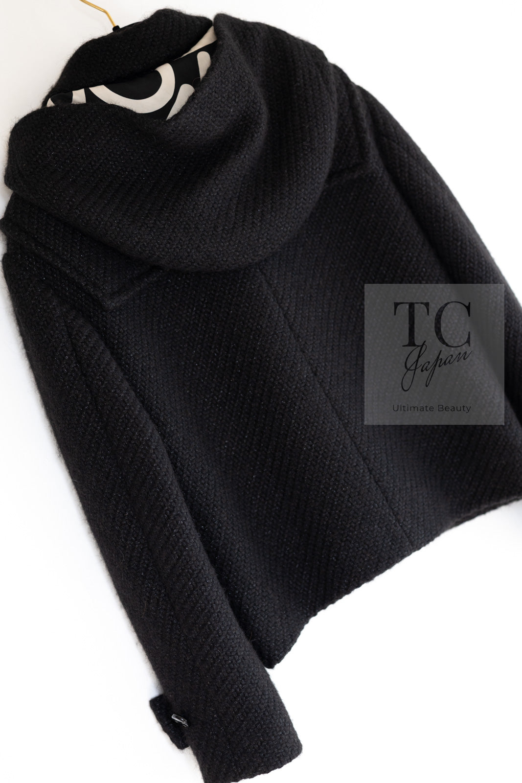 CHANEL 21B Black Wool Alpaca Blouson Duffel Jacket Coat 34 36 38 40 シャネル ブラック ウール アルパカ ブルゾン ダッフル ジャケット コート 即発