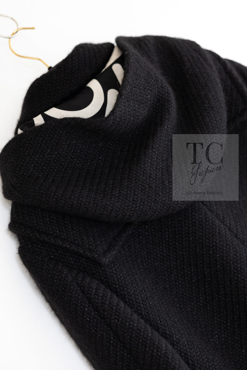 CHANEL 21B Black Wool Alpaca Blouson Duffel Jacket Coat 34 36 38 40 シャネル ブラック ウール アルパカ ブルゾン ダッフル ジャケット コート 即発