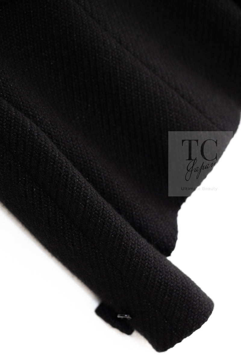 CHANEL 21B Black Wool Alpaca Blouson Duffel Jacket Coat 34 36 38 40 シャネル ブラック ウール アルパカ ブルゾン ダッフル ジャケット コート 即発