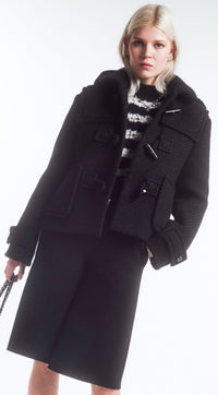 CHANEL 21B Black Wool Alpaca Blouson Duffel Jacket Coat 34 36 38 40 シャネル ブラック ウール アルパカ ブルゾン ダッフル ジャケット コート 即発