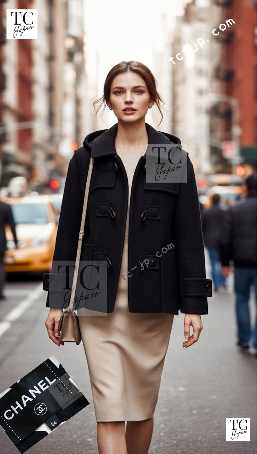 CHANEL 21B Black Wool Alpaca Blouson Duffel Jacket Coat 34 36 38 40 シャネル ブラック ウール アルパカ ブルゾン ダッフル ジャケット コート 即発