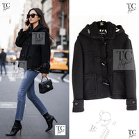 CHANEL 21B Black Wool Alpaca Blouson Duffel Jacket Coat 34 36 38 40 シャネル ブラック ウール アルパカ ブルゾン ダッフル ジャケット コート 即発
