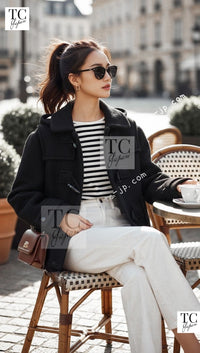 CHANEL 21B Gray Silver Wool Alpaca Blouson Duffel Coat 36 38 42 44 46 シャネル グレー シルバー ウール アルパカ ブルゾン ダッフル コート 即発 - TC JAPAN