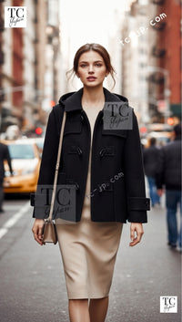 CHANEL 21B Gray Silver Wool Alpaca Blouson Duffel Coat 36 38 42 44 46 シャネル グレー シルバー ウール アルパカ ブルゾン ダッフル コート 即発 - TC JAPAN