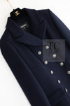 CHANEL 18PF Navy Wool 100% Double Jacket Half Pea Coat 40 シャネル ネイビー ウール100% ダブル ジャケット ハーフ ピー コート 即発