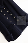 CHANEL 18PF Navy Wool 100% Double Jacket Half Pea Coat 40 シャネル ネイビー ウール100% ダブル ジャケット ハーフ ピー コート 即発