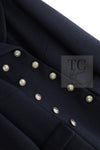 CHANEL 18PF Navy Wool 100% Double Jacket Half Pea Coat 40 シャネル ネイビー ウール100% ダブル ジャケット ハーフ ピー コート 即発