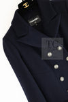 CHANEL 18PF Navy Wool 100% Double Jacket Half Pea Coat 40 シャネル ネイビー ウール100% ダブル ジャケット ハーフ ピー コート 即発