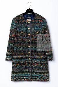 CHANEL 93A Vintage Green Multicolor Gold Buttons Wool Tweed Coat 40 42 シャネル ヴィンテージ グリーン マルチカラー ゴールド ボタン ウール ツイード コート 即発