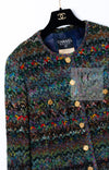 CHANEL 93A Vintage Green Multicolor Gold Buttons Wool Tweed Coat 40 42 シャネル ヴィンテージ グリーン マルチカラー ゴールド ボタン ウール ツイード コート 即発
