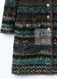 CHANEL 93A Vintage Green Multicolor Gold Buttons Wool Tweed Coat 40 42 シャネル ヴィンテージ グリーン マルチカラー ゴールド ボタン ウール ツイード コート 即発