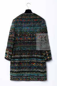 CHANEL 93A Vintage Green Multicolor Gold Buttons Wool Tweed Coat 40 42 シャネル ヴィンテージ グリーン マルチカラー ゴールド ボタン ウール ツイード コート 即発