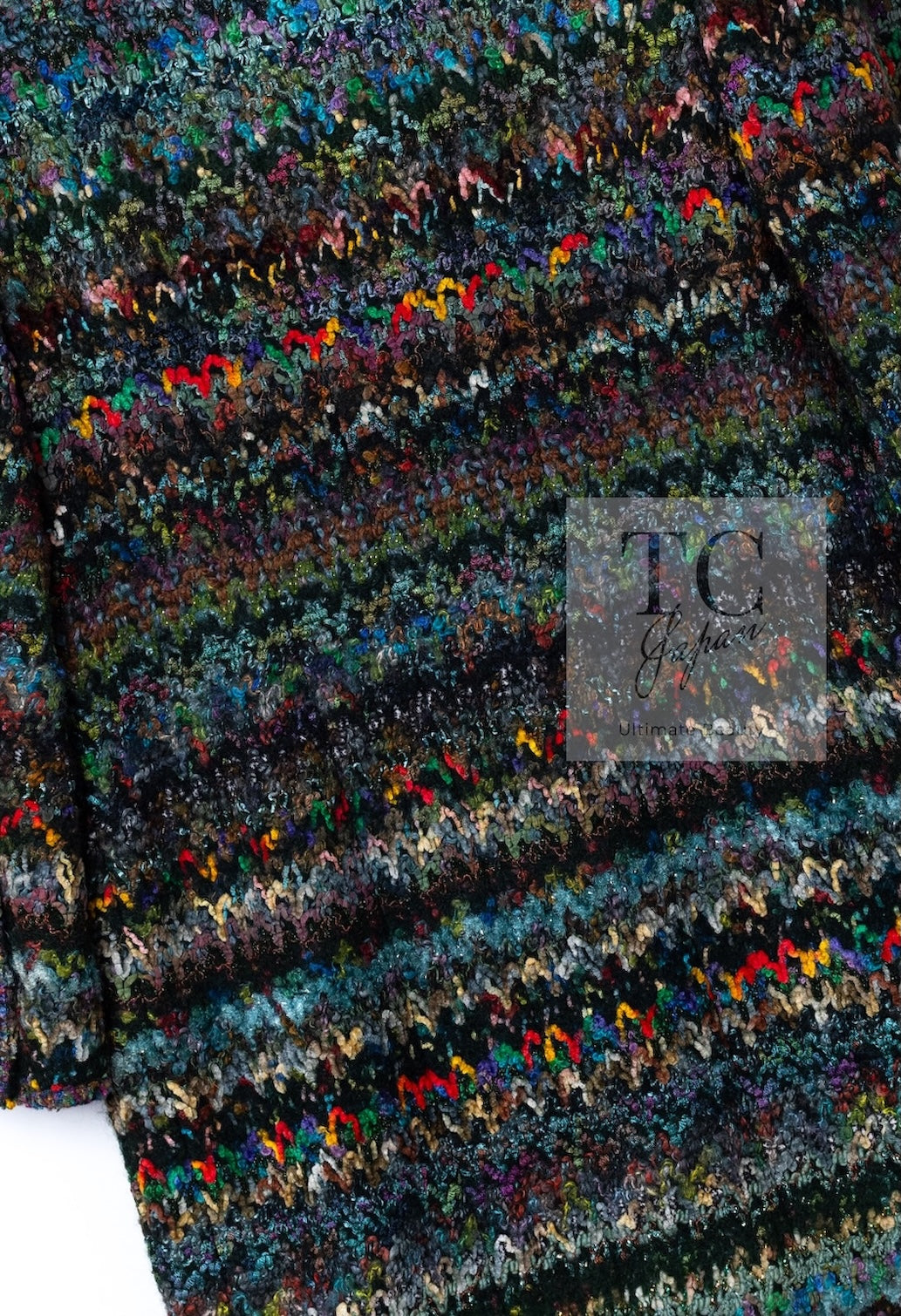 CHANEL 93A Vintage Green Multicolor Gold Buttons Wool Tweed Coat 40 42 シャネル ヴィンテージ グリーン マルチカラー ゴールド ボタン ウール ツイード コート 即発