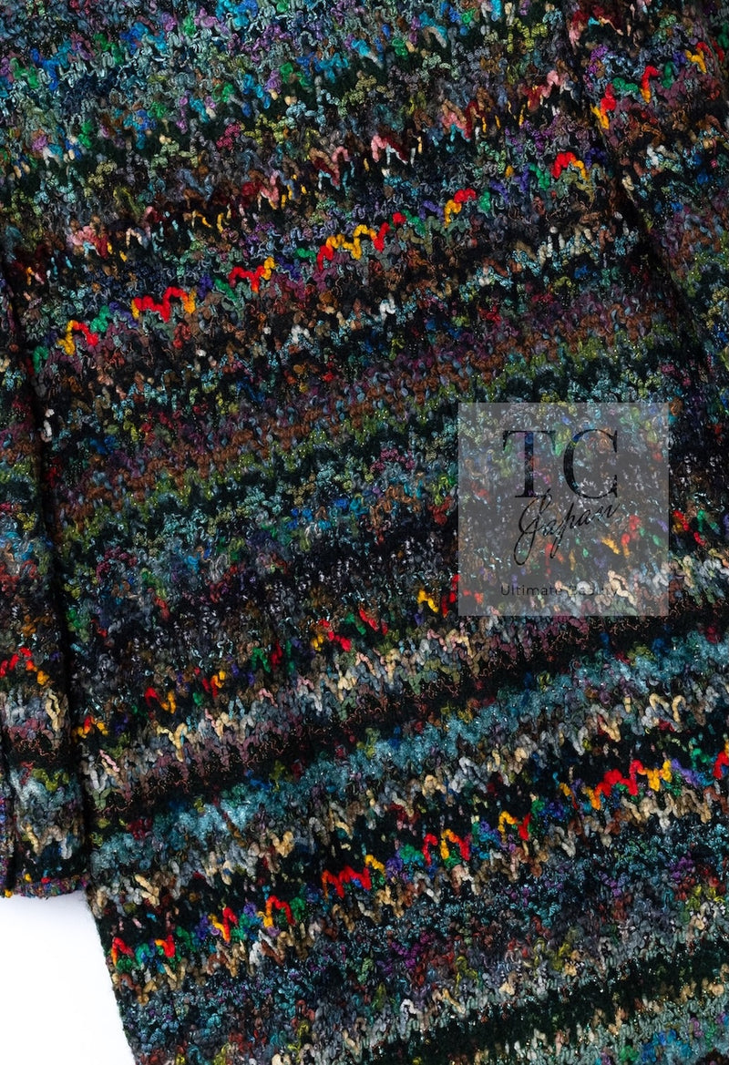 CHANEL 93A Vintage Green Multicolor Gold Buttons Wool Tweed Coat 40 42 シャネル ヴィンテージ グリーン マルチカラー ゴールド ボタン ウール ツイード コート 即発