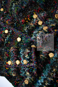 CHANEL 93A Vintage Green Multicolor Gold Buttons Wool Tweed Coat 40 42 シャネル ヴィンテージ グリーン マルチカラー ゴールド ボタン ウール ツイード コート 即発