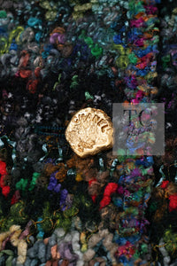 CHANEL 93A Vintage Green Multicolor Gold Buttons Wool Tweed Coat 40 42 シャネル ヴィンテージ グリーン マルチカラー ゴールド ボタン ウール ツイード コート 即発