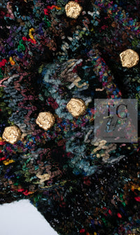 CHANEL 93A Vintage Green Multicolor Gold Buttons Wool Tweed Coat 40 42 シャネル ヴィンテージ グリーン マルチカラー ゴールド ボタン ウール ツイード コート 即発