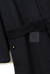 CHANEL 96A Vintage Black Cashmere Belt Long Coat 42 44 46 48 50 シャネル ヴィンテージ ブラック カシミヤ100% ベルト ロング コート 即発