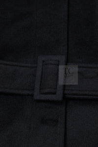 CHANEL 96A Vintage Black Cashmere Belt Long Coat 42 44 46 48 50 シャネル ヴィンテージ ブラック カシミヤ100% ベルト ロング コート 即発