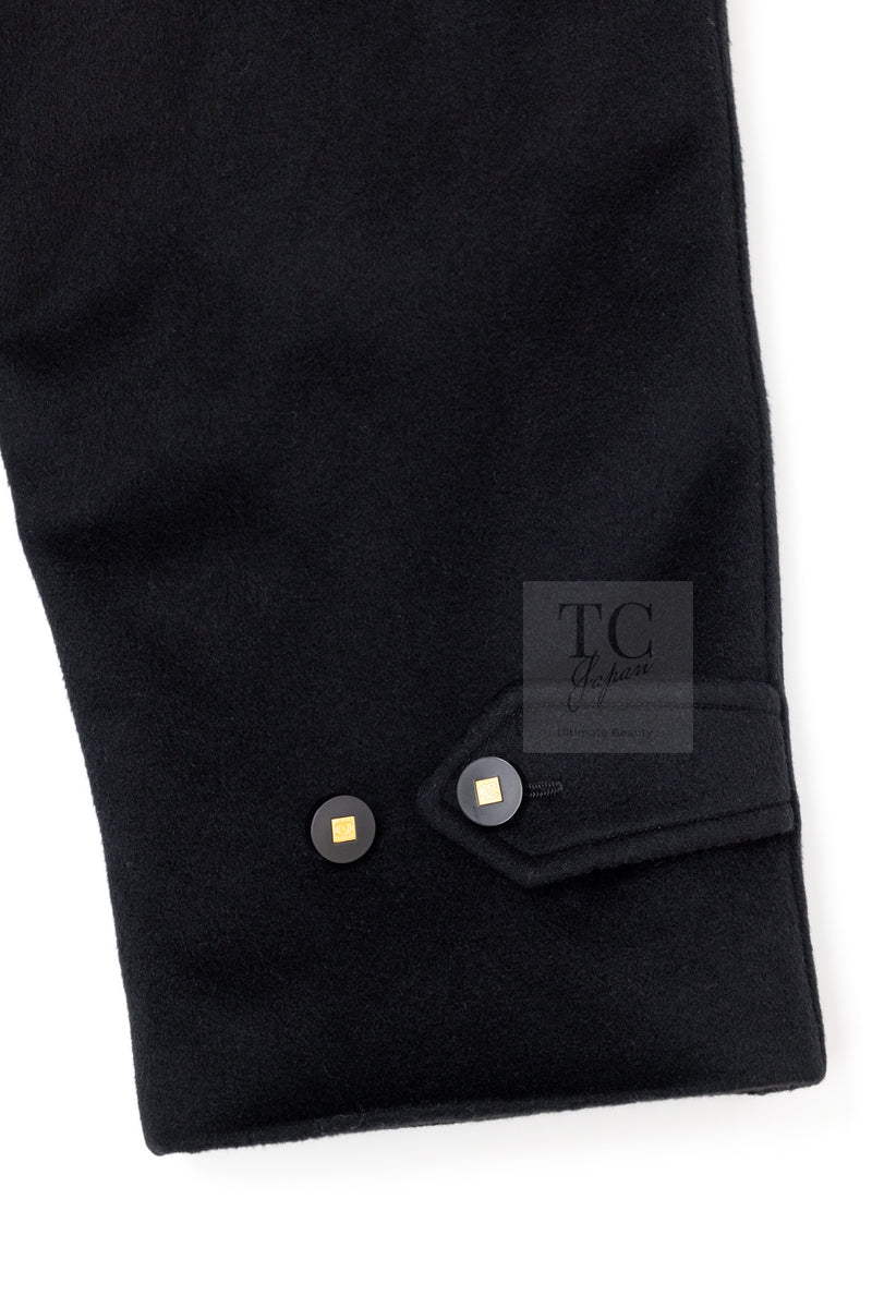 CHANEL 96A Vintage Black Cashmere Belt Long Coat 42 44 46 48 50 シャネル ヴィンテージ ブラック カシミヤ100% ベルト ロング コート 即発
