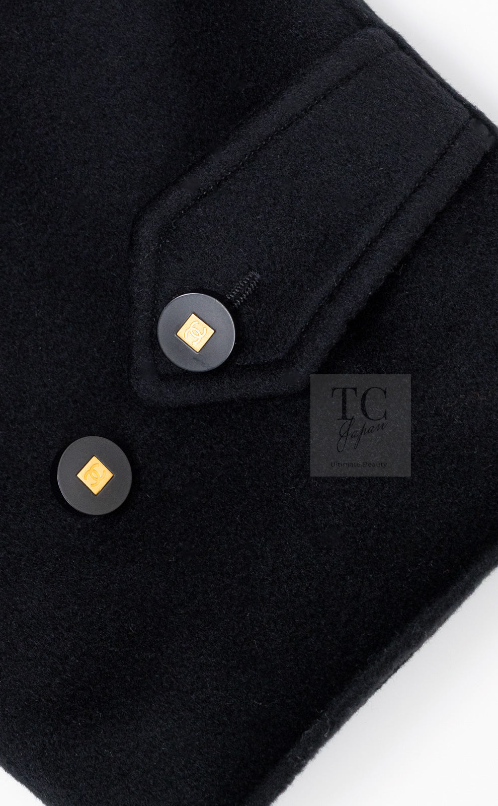 CHANEL 96A Vintage Black Cashmere Belt Long Coat 42 44 46 48 50 シャネル ヴィンテージ ブラック カシミヤ100% ベルト ロング コート 即発