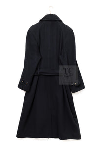 CHANEL 96A Vintage Black Cashmere Belt Long Coat 42 44 46 48 50 シャネル ヴィンテージ ブラック カシミヤ100% ベルト ロング コート 即発