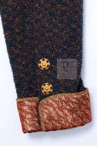 CHANEL 96A Vintage Brown Bronze Gold Gripox Button Wool Mohair Tweed Coat 38 シャネル ヴィンテージ ブラウン ブロンズ ゴールド ウール モヘア グリポワ 宝石ボタン ツイード コート 即発
