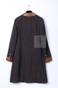 CHANEL 96A Vintage Brown Bronze Gold Gripox Button Wool Mohair Tweed Coat 38 シャネル ヴィンテージ ブラウン ブロンズ ゴールド ウール モヘア グリポワ 宝石ボタン ツイード コート 即発