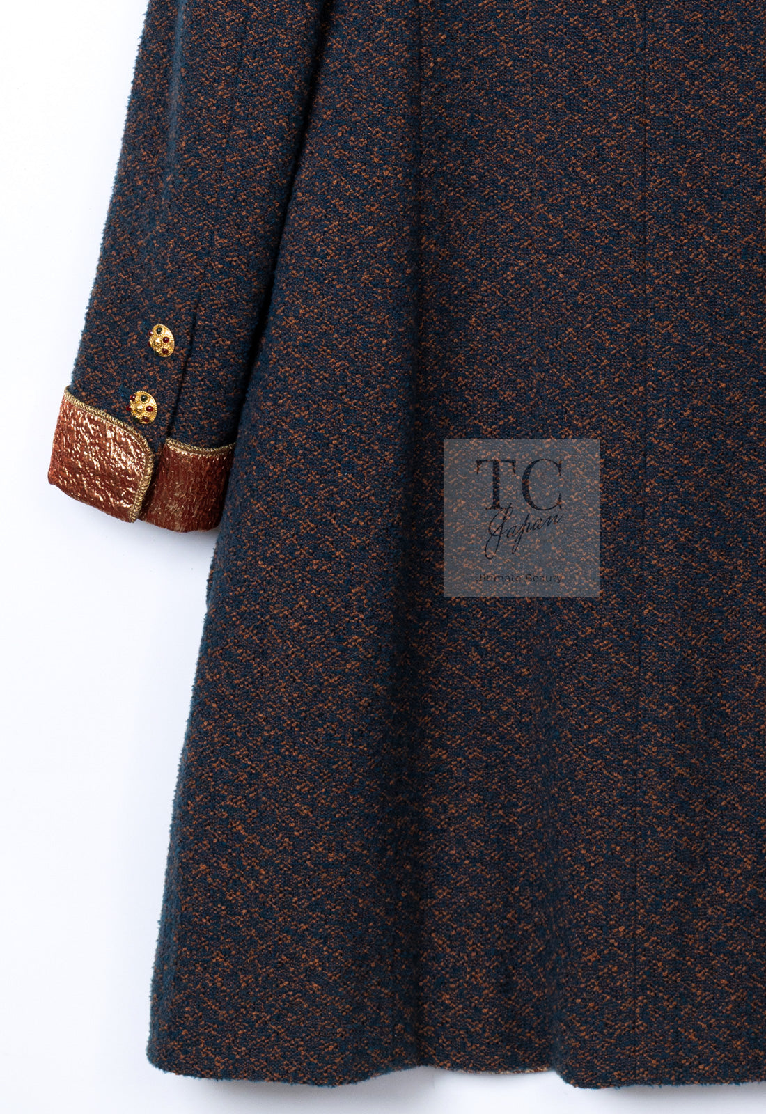 CHANEL 96A Vintage Brown Bronze Gold Gripox Button Wool Mohair Tweed Coat 38 シャネル ヴィンテージ ブラウン ブロンズ ゴールド ウール モヘア グリポワ 宝石ボタン ツイード コート 即発