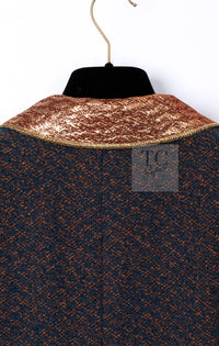 CHANEL 96A Vintage Brown Bronze Gold Gripox Button Wool Mohair Tweed Coat 38 シャネル ヴィンテージ ブラウン ブロンズ ゴールド ウール モヘア グリポワ 宝石ボタン ツイード コート 即発
