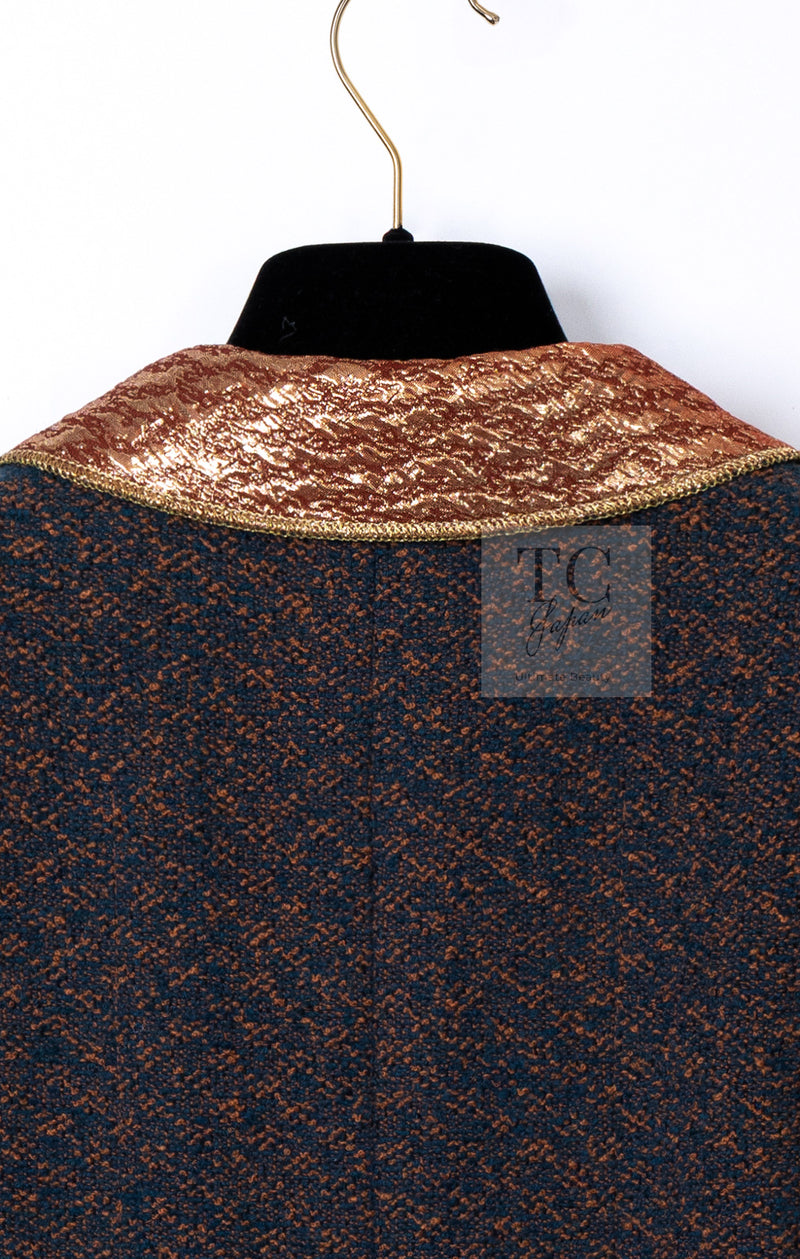 CHANEL 96A Vintage Brown Bronze Gold Gripox Button Wool Mohair Tweed Coat 38 シャネル ヴィンテージ ブラウン ブロンズ ゴールド ウール モヘア グリポワ 宝石ボタン ツイード コート 即発