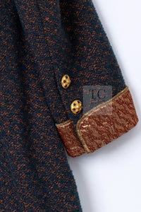 CHANEL 96A Vintage Brown Bronze Gold Gripox Button Wool Mohair Tweed Coat 38 シャネル ヴィンテージ ブラウン ブロンズ ゴールド ウール モヘア グリポワ 宝石ボタン ツイード コート 即発