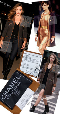 CHANEL 96A Vintage Brown Bronze Gold Gripox Button Wool Mohair Tweed Coat 38 シャネル ヴィンテージ ブラウン ブロンズ ゴールド ウール モヘア グリポワ 宝石ボタン ツイード コート 即発