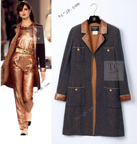 CHANEL 96A Vintage Brown Bronze Gold Gripox Button Wool Mohair Tweed Coat 38 シャネル ヴィンテージ ブラウン ブロンズ ゴールド ウール モヘア グリポワ 宝石ボタン ツイード コート 即発