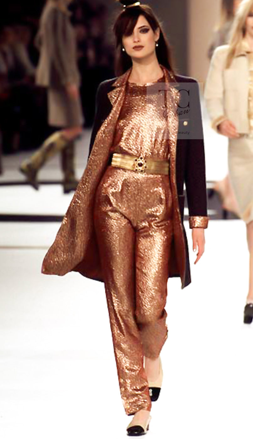 CHANEL 96A Vintage Brown Bronze Gold Gripox Button Wool Mohair Tweed Coat 38 シャネル ヴィンテージ ブラウン ブロンズ ゴールド ウール モヘア グリポワ 宝石ボタン ツイード コート 即発