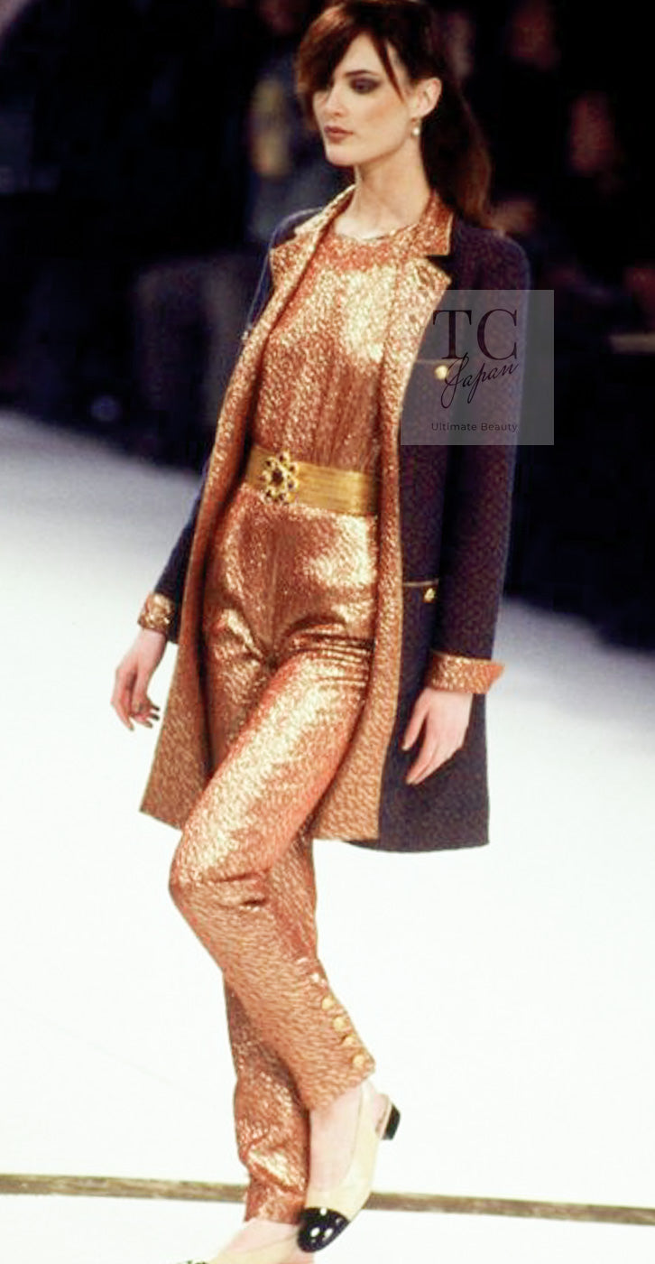 CHANEL 96A Vintage Brown Bronze Gold Gripox Button Wool Mohair Tweed Coat 38 シャネル ヴィンテージ ブラウン ブロンズ ゴールド ウール モヘア グリポワ 宝石ボタン ツイード コート 即発