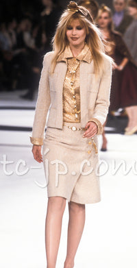 CHANEL 96A Vintage Brown Bronze Gold Gripox Button Wool Mohair Tweed Coat 38 シャネル ヴィンテージ ブラウン ブロンズ ゴールド ウール モヘア グリポワ 宝石ボタン ツイード コート 即発