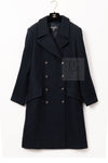 CHANEL 17B Black Dark Navy Wool CC Logo Button Double Coat 38 40 シャネル ブラック ダーク ネイビー ウール CC ロゴボタン ダブル コート 即発