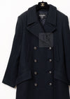 CHANEL 17B Black Dark Navy Wool CC Logo Button Double Coat 38 40 シャネル ブラック ダーク ネイビー ウール CC ロゴボタン ダブル コート 即発