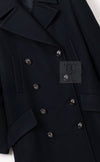CHANEL 17B Black Dark Navy Wool CC Logo Button Double Coat 38 40 シャネル ブラック ダーク ネイビー ウール CC ロゴボタン ダブル コート 即発