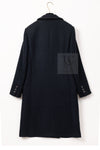 CHANEL 17B Black Dark Navy Wool CC Logo Button Double Coat 38 40 シャネル ブラック ダーク ネイビー ウール CC ロゴボタン ダブル コート 即発