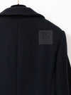 CHANEL 17B Black Dark Navy Wool CC Logo Button Double Coat 38 40 シャネル ブラック ダーク ネイビー ウール CC ロゴボタン ダブル コート 即発