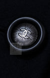 CHANEL 17B Black Dark Navy Wool CC Logo Button Double Coat 38 40 シャネル ブラック ダーク ネイビー ウール CC ロゴボタン ダブル コート 即発
