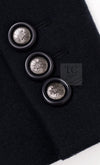CHANEL 17B Black Dark Navy Wool CC Logo Button Double Coat 38 40 シャネル ブラック ダーク ネイビー ウール CC ロゴボタン ダブル コート 即発