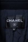 CHANEL 17B Black Dark Navy Wool CC Logo Button Double Coat 38 40 シャネル ブラック ダーク ネイビー ウール CC ロゴボタン ダブル コート 即発