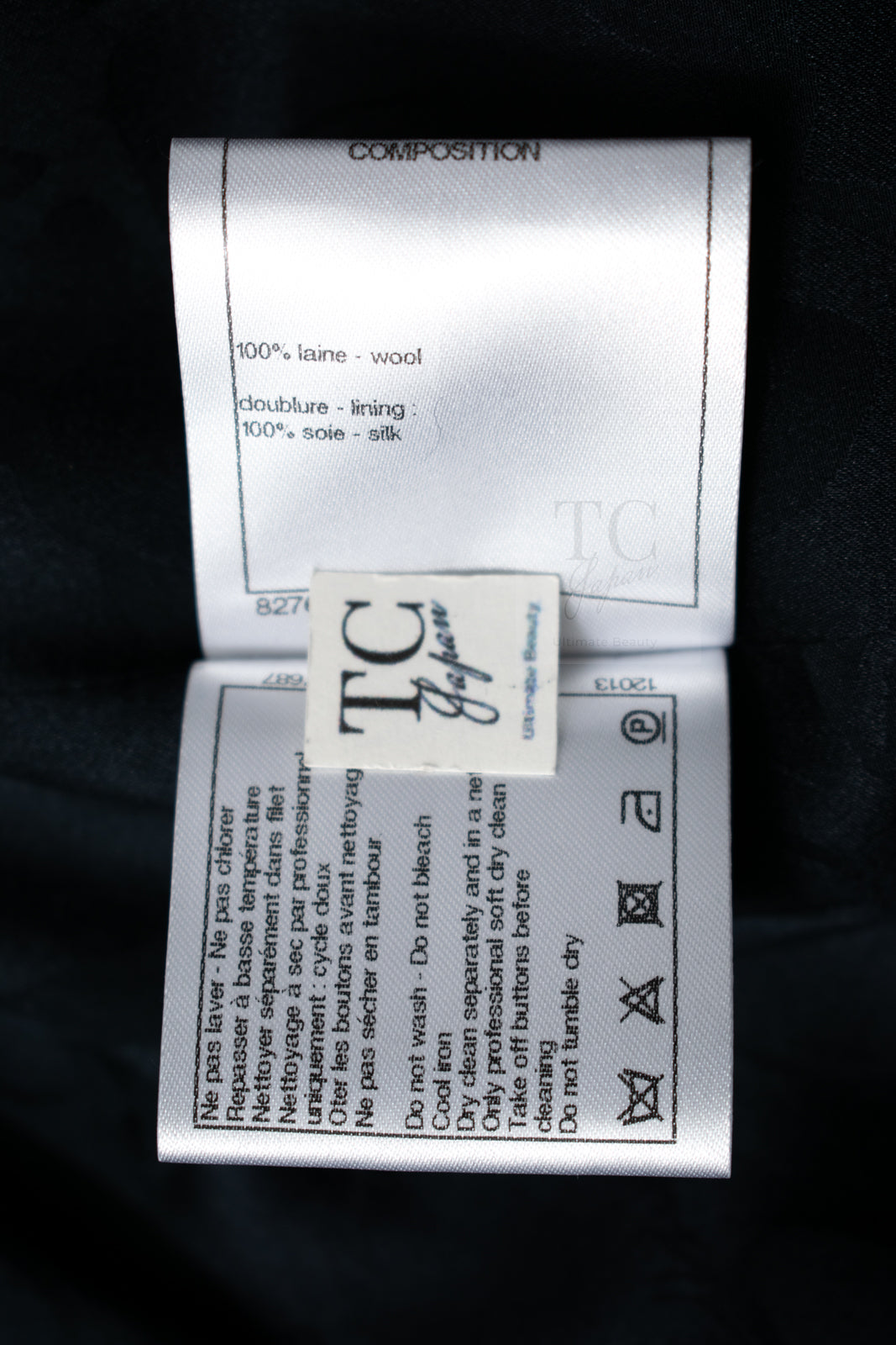 CHANEL 17B Black Dark Navy Wool CC Logo Button Double Coat 38 40 シャネル ブラック ダーク ネイビー ウール CC ロゴボタン ダブル コート 即発