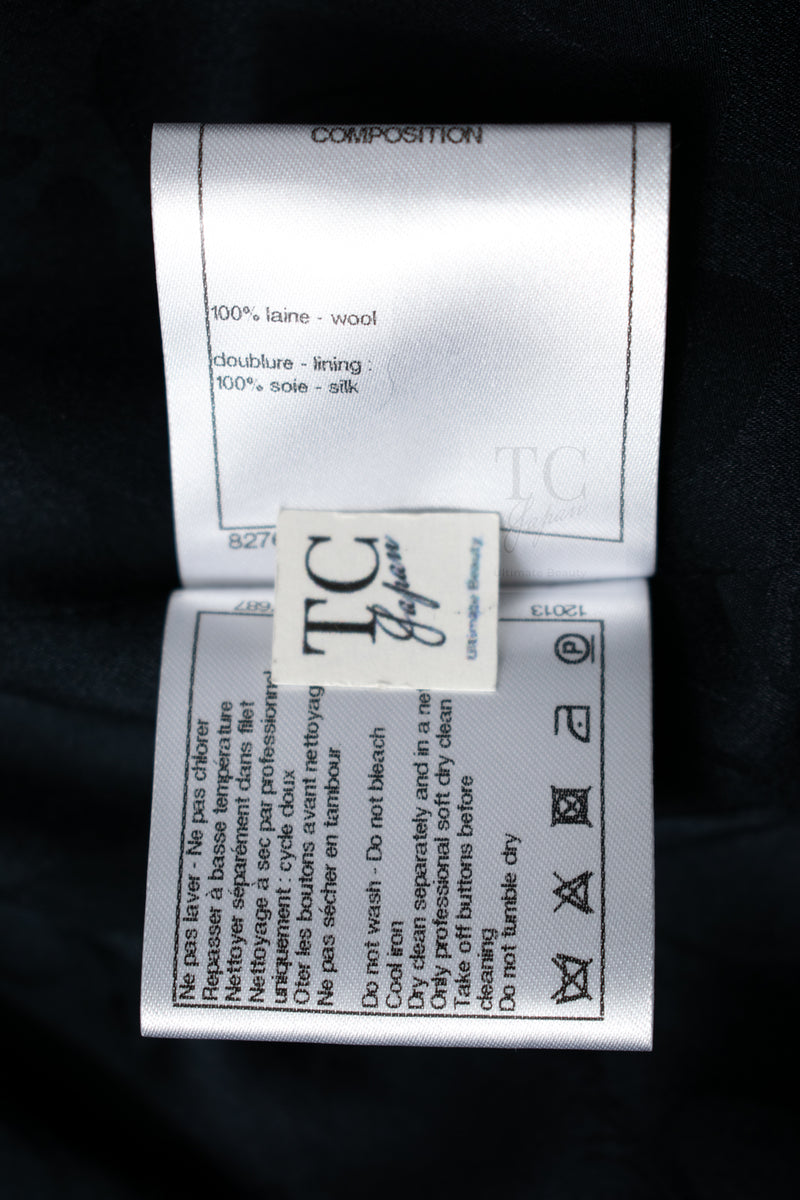 CHANEL 17B Black Dark Navy Wool CC Logo Button Double Coat 38 40 シャネル ブラック ダーク ネイビー ウール CC ロゴボタン ダブル コート 即発