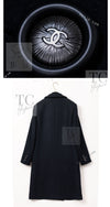 CHANEL 17B Black Dark Navy Wool CC Logo Button Double Coat 38 40 シャネル ブラック ダーク ネイビー ウール CC ロゴボタン ダブル コート 即発