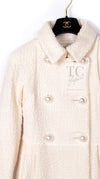 CHANEL 17A Ivory CC Big Buttons Double Wool Tweed Coat 38 シャネル アイボリー CC ロゴ ビッグ ボタン ダブル ウール ツイード コート 即発